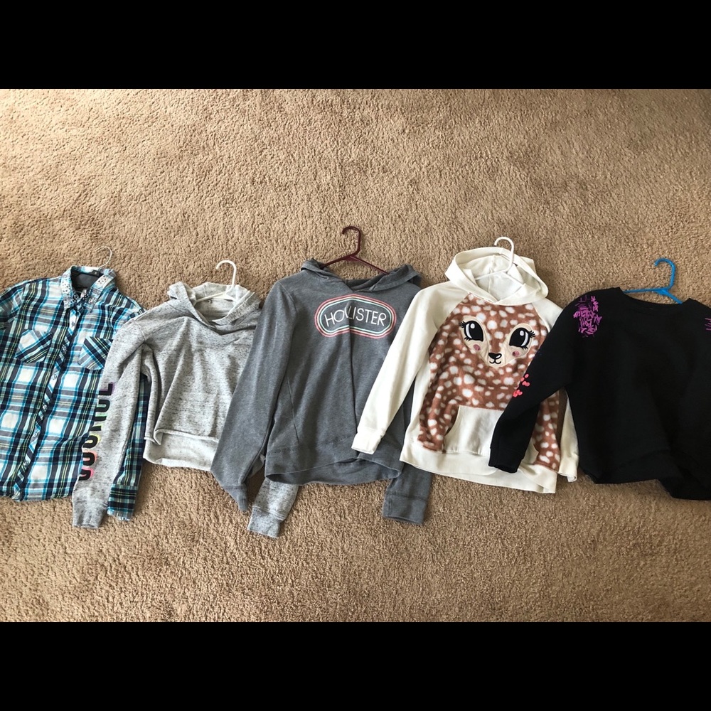 Justice and Hollister girls sweatshirts